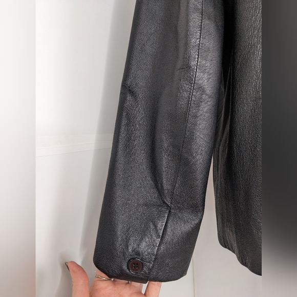 Together! 2-way Genuine Leather Vintage jacket blazer coat 10 black - Picture 7 of 17